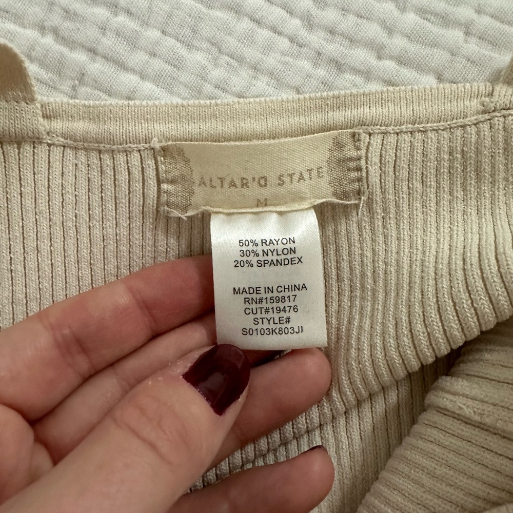 Altar'd State Beige Ribbed Knit Top - Picture 3 of 3